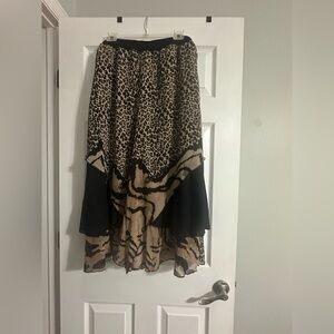 Midnight Velvet Black and Tan Asymmetrical pants